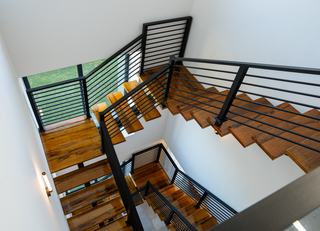 Escalier quart tournant métallique : plan et emprise